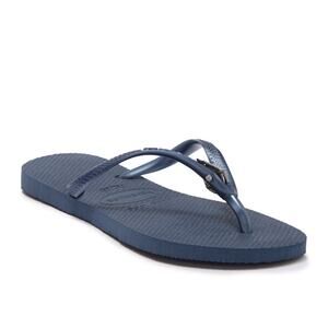 New Havaianas Womens Size 6 Blue Indigo Slim Epic Embellished Flip Flop